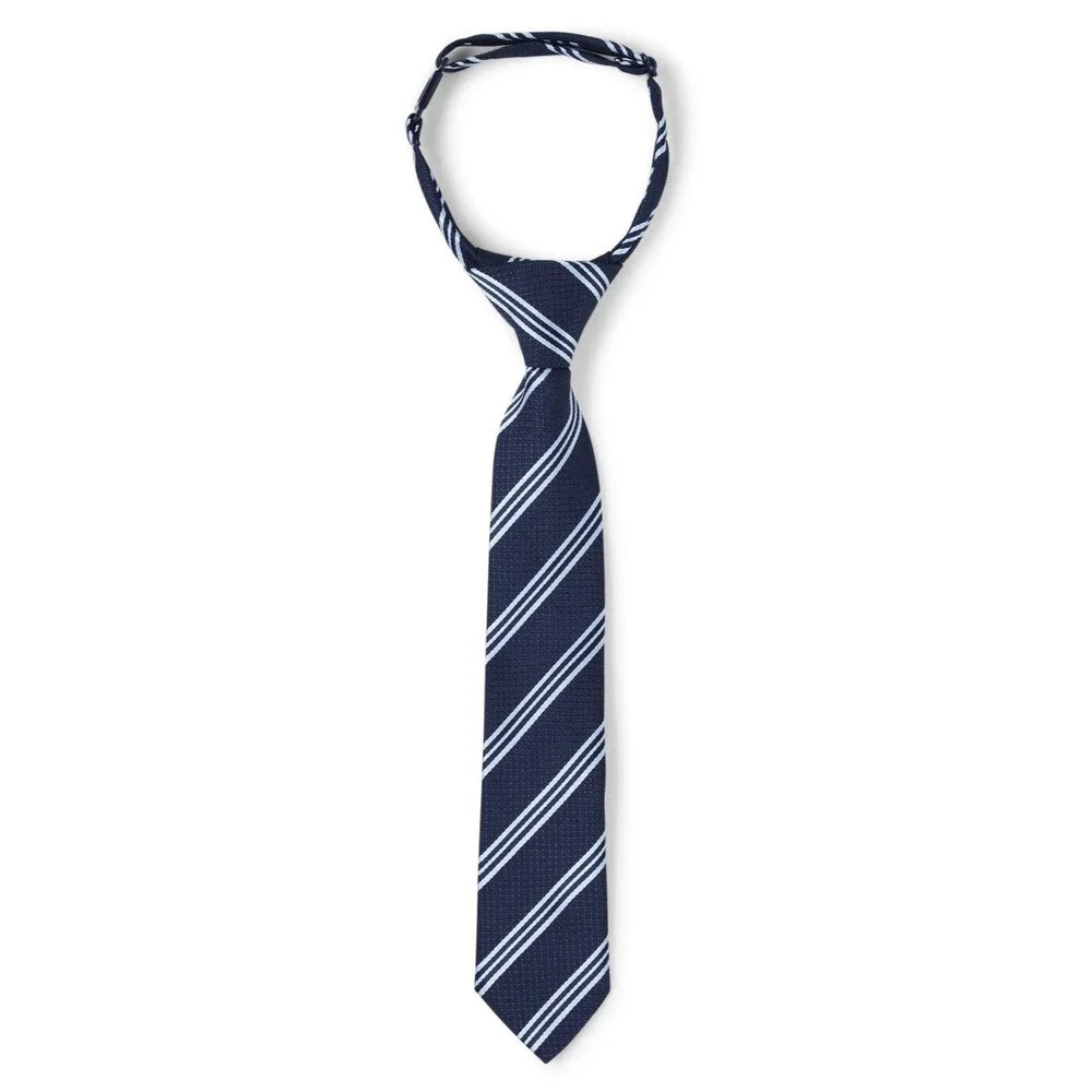 Gymboree Boys Pre-Tied Adjustable Necktie Navy Blue Stripe Size 10-12 NWT